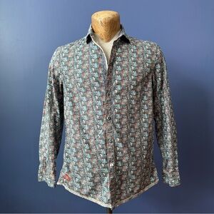 English Laundry Geometric Blue and Orange John Lennon Shirt